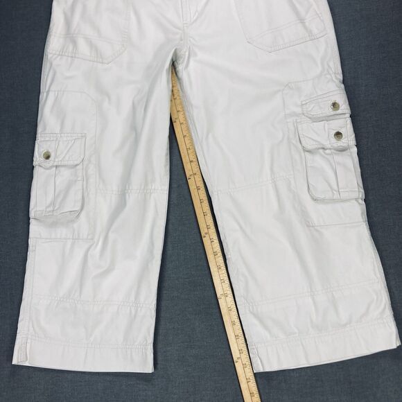 Columbia Cargo Capri Pants Sz 14 Cream Straight Leg Summer Beach Coastal Comfort - Picture 11 of 13